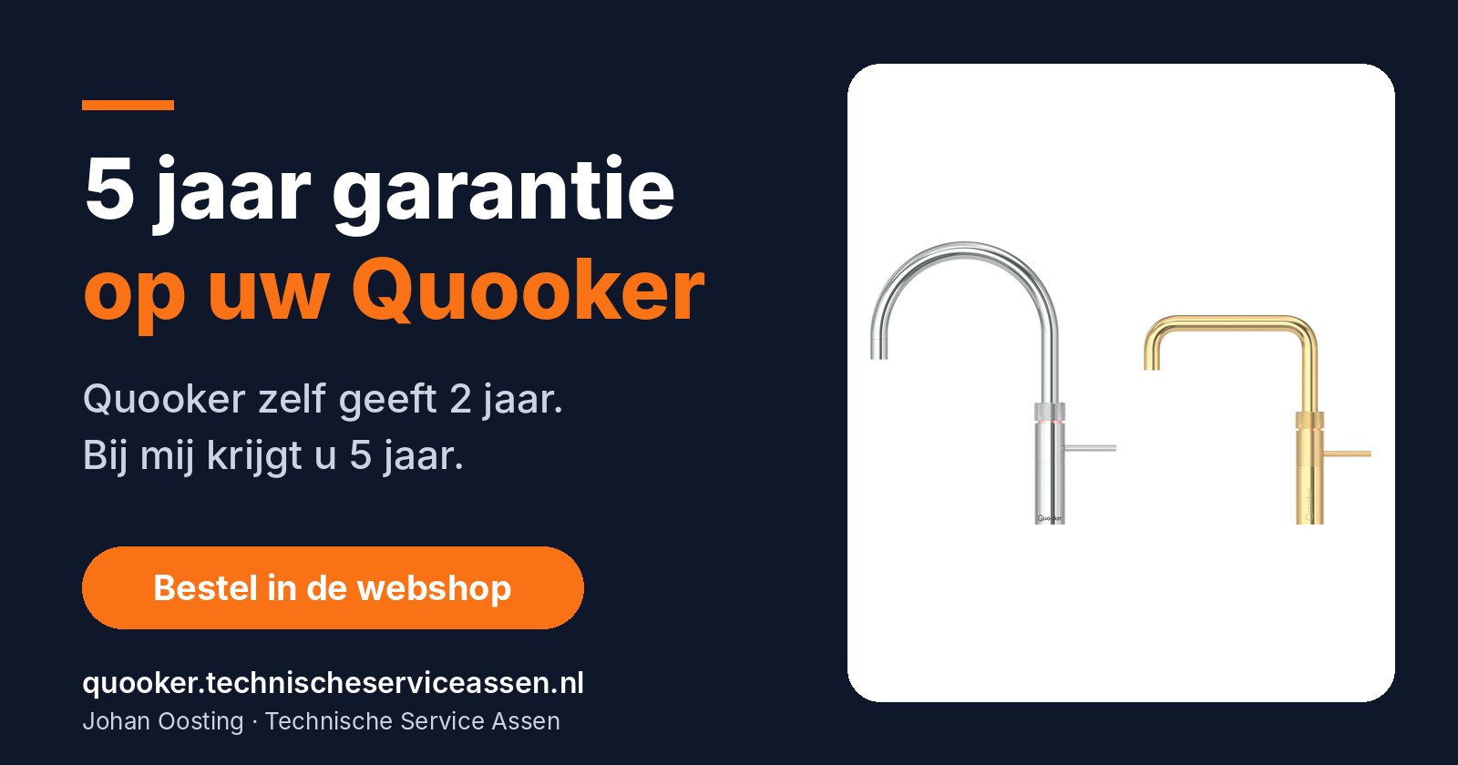 Quooker kopen met 5 jaar garantie in plaats van 2